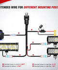 Diagram of LED Light Bar Wiring Harness Kit Beefed Up Heavy Duty 14 AWG 12V With 3 Leads Power Relay Inline Fuse connections.