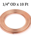 Coiled Copper Tubing One Quarter Inch OD By 0.195 Inch ID Ten Foot Soft Coil For Refrigerator HVAC Systems
