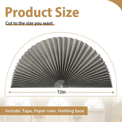 2 Pack Arch Window Shade For Half Round Windows No Tools Installation Easy Install Thick Polyester Light Blocking Gray 72 By 36