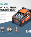Six Motor Fiber Fusion Splicer With Core Alignment Visual Fault Locator And Optical Power Meter in orange and black design