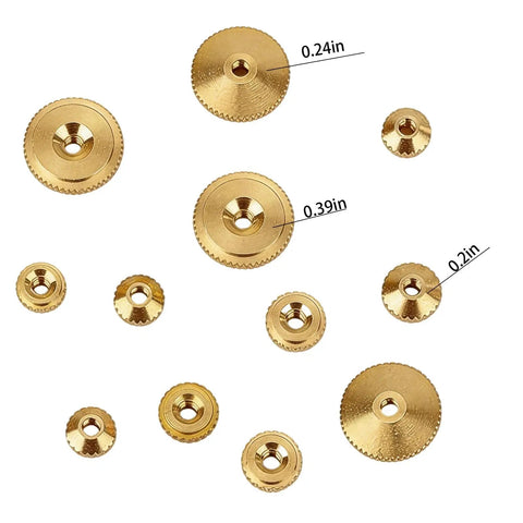 12 Piece Brass Clock Hand Nut Set For Replacement Hardware 5mm 6mm 10mm OD Threaded Fasteners For Movement Maintenance Timepiece Restoration