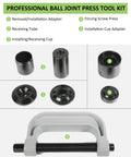 Heavy Duty Ball Joint Removal Tool Kit with 4x4 Adapters, U Joint Press, receiver tubes, and installation adapters layout