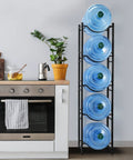 Beefy 5 Tier Detachable Water Bottle Holder for 5 Gallon Jugs Adjustable Horizontal or Tilt Storage Rack Black in kitchen