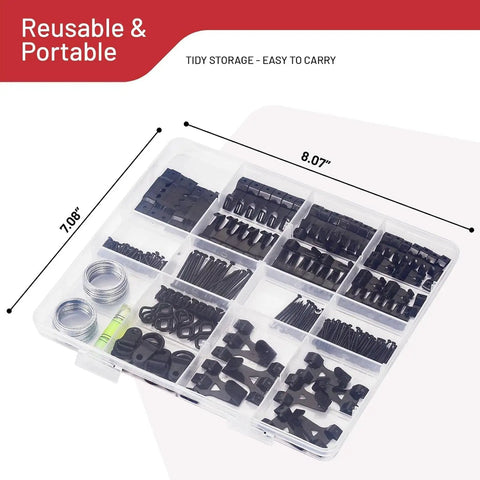 Complete 303 Piece Picture Hanging Hardware Kit With Heavy Duty Wall Hooks Drywall Anchors And Screw Assortment for organized storage.