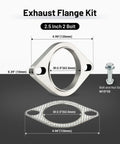 Battle Ready 2.5 Inch 2 Bolt Exhaust Flange Connection Kit Crafted From 304 Stainless Steel showing flange and heat-resistant gasket.