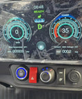 Control panel of the Buttery Smooth 4 Seat Electric Golf Cart With 48V Torque Monster Motor and Premium Stitched Seats displaying speed and power levels.