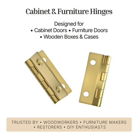 Slick Tight Fit Heavy Duty Solid Brass Finish Butterfly Butt Hinges 2x1.5 Inch Pack Of 2 For Flush Mount Cabinet Doors And Antique Furniture Woodworking Fixtures