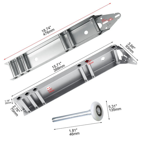 Heavy Duty Garage Door Top Fixture Brackets With Quiet Nylon Rollers For Residential Doors, Reinforcement And Opener Hookup