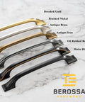 Old School Brass Cabinet Pulls 3 Inch 76mm 10 Pack Classic Handles in various finishes on a marble surface