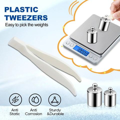 Precision Calibration Weights Kit For Digital Scales With Tweezers 17 Piece Set From 10 Milligrams To 100 Grams Stainless Steel