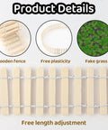 Miniature Garden Fence And Grass Set 35 Inch Wooden Picket Gate With 6 By 6 Inch Realistic Fake Grass Mat detail view