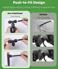 Comparison of new and old push-to-fit designs in 50 Foot Drip Irrigation Kit For Home Garden Watering System With Quarter Inch Tubing.