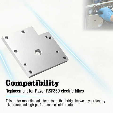 Motor Mount Adapter Plate For Razor RSF350 Electric Bike Models MY1020 Motor Upgrade Plate For E Moto Modification No Drill Bolt On Installation Easy Fit Durable Mount Frame Compatible Upgrade
