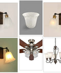 Six Pack Bell Shaped Alabaster Glass Shades For Ceiling Fans And Wall Lights, Lipless Design, 6 Inch Bottom By 5 Inch Tall, 1-5/8 Fitter