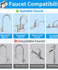 Faucet compatibility chart for Stainless Steel Under Sink Water Filter For Faucet With 360 Degree Rotating Tap Purifier.