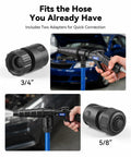 Premium Heavy Duty Coolant Flush Gun Radiator Cleaning Kit with adapters for 0.75 to 1.57 inch hoses, showing nozzle and connections.