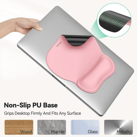 Super Comfy Gel Wrist Rest Mouse Pad With Ergonomic Support Non Slip Surface Pink Desk Mat on laptop