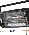 Ceiling Mounted 1500W Infrared Quartz Radiant Heater With Dual Tubes, 90 Degree Tilt, Built-In Halogen Light, Black