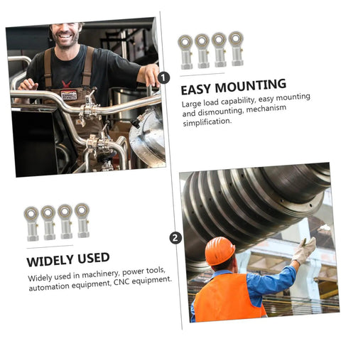Built Tough Four Pack Fish Eye Threaded Rod End Bearings Featuring Durable Copper Housings For Rock Solid Industrial Linkages and Easy Mounting.