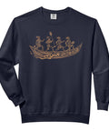 Polynesian Outrigger Canoe Hawaiian Tribal Sweatshirt For Men Comfort Colors Graphic Tee With Maori Art, black, relaxed fit