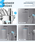 Dual Shower Head System With 8 Inch Rain Shower Head And Handheld Showerhead in use, chrome finish, adjustable height