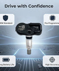 Premium Heavy Duty TPMS Tire Pressure Sensor For Toyota Camry Corolla Highlander 315Mhz showing pre-programmed features.