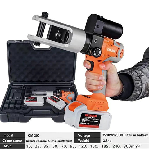 Hella Heavy Duty Cordless Electric Hydraulic Crimping Pliers For Copper And Aluminum Cable Lug Terminals, compact design in hand.