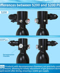 Comparison of S200 and S200 Plus scuba tanks for Half Liter Mini Scuba Tank Portable Lung Tank 3000 PSI DOT Certified Dive Air Tank.