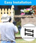 Person installing wooden fence using 4 Pack 6 Inch T Strap Hinges Heavy Duty Outdoor Black Tee Hinge For Wooden Fences Barn Doors Gates