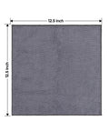 Microfiber cleaning cloth, grey, front view, 12.5 x 12.5 inches.