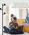 Three Light Black Floor Lamp Tree Style With Industrial Modern Look And Three Adjustable Heads for Living Room