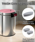 Six-pack grey adhesive-backed trash can wall guards for round or square cans; top and back protection