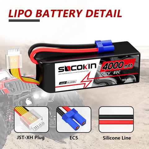 Beefy 22.2V 6S 4000mAh 80C LiPo Battery With EC5 Connector And Soft Case For X Class Drone Racing RC Quadcopter Airplane
