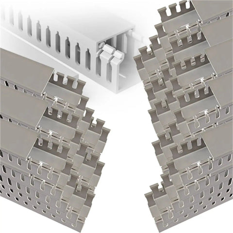 Open Slot Cable Management Raceway Kit 50 pcs cuttable wire ducts for home office server rack wiring, 4 inch width, PVC material