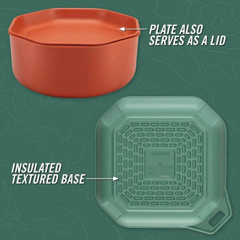 ComplEAT Outdoor Tableware Set For Camping And Hiking, polypropylene bowl with lid and textured base details