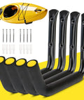 Heavy Duty Garage Storage Hooks Four Pack 120 Lb Capacity 15 Inch Wall Mounted Rack with kayak and mounting hardware