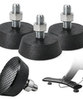 Heavy Duty Spin Bike Leveling Foot Pads 4 Pack With 3 8 Inch Stainless Steel Screws, rubber swivel base close-up view.