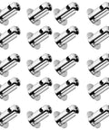 Heavy Duty Stainless Steel Quarter Turn Fasteners 20 Pack Chrome Plated 7/16 Oval Button Latches in a grid layout.
