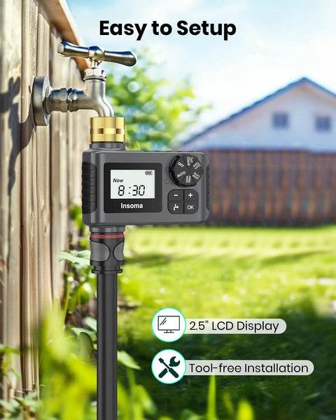 Two Pack Water Timer With Brass Inlet For Sprinkler Systems Rain Delay Manual And Automatic Drip Irrigation.
