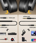 Studio Monitor DJ Headphones With 50mm Drivers Closed-Back Over-Ear Wired Headset For Music Production Recording Podcast Guitar Amp Or Keyboard 3.5mm To 6.35mm Jack MH700 Black showing various device compatibility