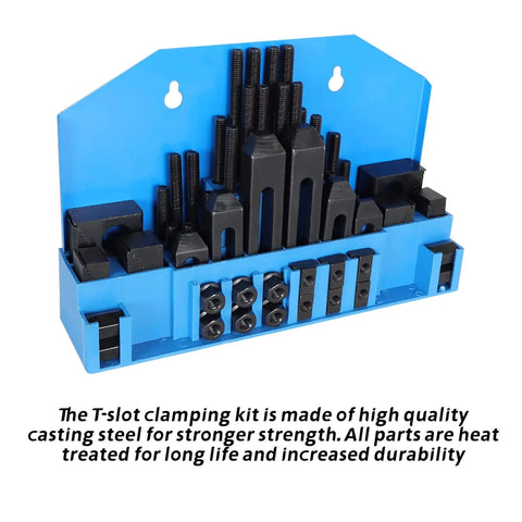 58 Piece T Slot Clamping Kit Pro Series 1/2 Inch T Slot Step Hold Down Clamps Set With 3/8-16 Studs For Milling And Machining Fixtures