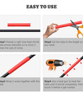 Instructions for using waterproof red and black heat shrink tubing kit with 3 to 1 shrink ratio on wires.