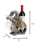Steampunk Dragon Wine Bottle Holder With Two Glasses Metal Gothic Wine Rack For Home Bar Man Cave Decor Gift For Men 11.6 Inch High