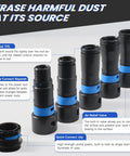 Expandable Vacuum Hose Kit Pro Grade with quick-connect adapters and ribbed TPE for dust collection