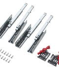 2 Pair 14 Inch Undermount Soft Close Drawer Slides With Dope Red Handles For Full Extension Concealed Rails and screws.