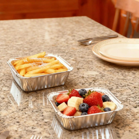 40 Pack 5x4 Inch Disposable Aluminum Foil Pans With Cardboard Lids For Cooking And Baking Party Meals Takeout Trays To Go