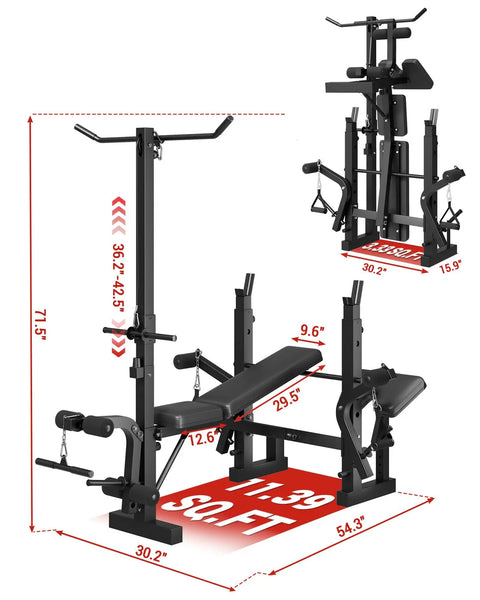 8 In 1 Weight Bench Set For Home Gym Foldable Bench With Preacher Curl Pad Lat Pulldown Leg Extension Leg Curl And Bench Press