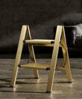 2 Step Foldable Aluminum Stool Ladder For Home Use, Lightweight And Compact, No-Hassle Easy Open Fold, Sturdy And Versatile Reach To 24-Inch, Ideal For Reaching Cabinets And High Shelves, Perfect For Seniors And DIY Enthusiasts. gold 2-step aluminum stool in living room