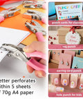 Mini Hole Punch Set 5 In 1 With Heart Star And Circle Punches For Paper Crafts Cards And DIY Projects One Quarter Inch One Eighth Inch One Sixteenth Inch Lightweight Durable Metal Kid Friendly School Office On The Go