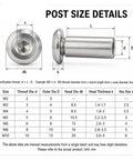 Post size details for Badass Hex Socket Binding Post Bolts with Barrel Nuts Furniture Connector Fasteners 304 Stainless Steel.